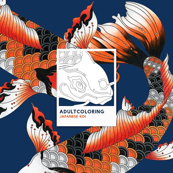 Japanese koi adult coloring page | Free Photo - rawpixel