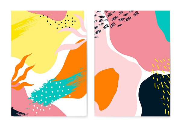 Colorful Memphis style cards vector | Premium Vector - rawpixel