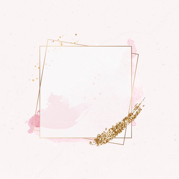 Gold square frame pink watercolor | Premium Vector - rawpixel