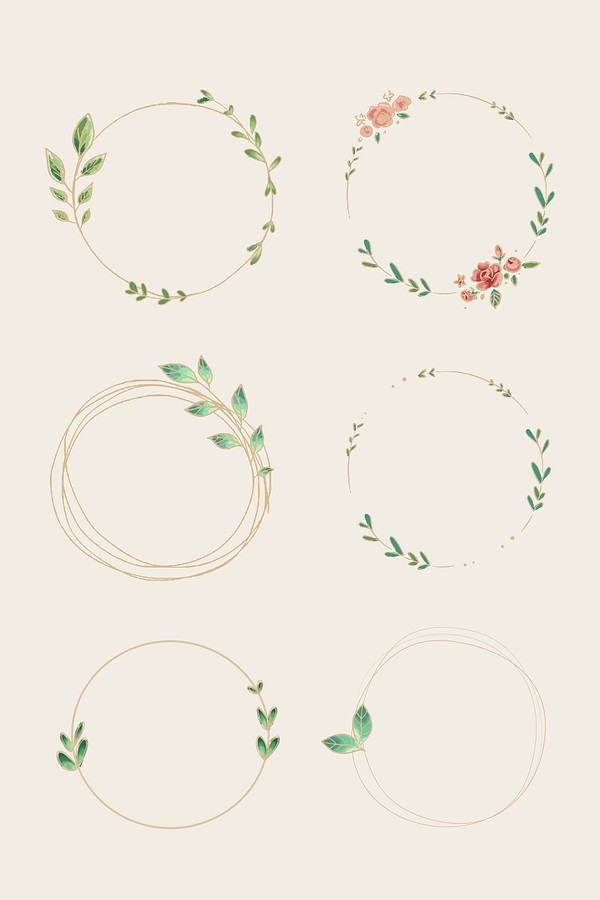 Doodle floral wreath vector collection | Premium Vector - rawpixel