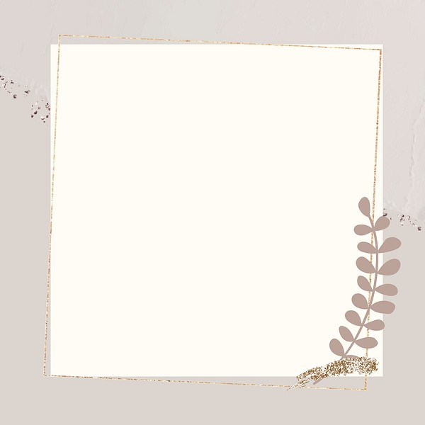 Leafy gold frame on beige | Premium Vector - rawpixel