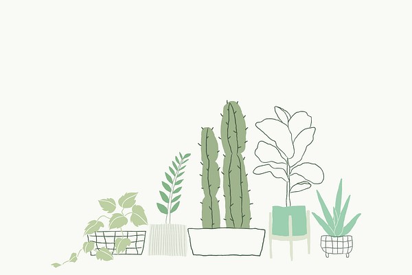 Potted plant doodle vector background | Premium Vector - rawpixel