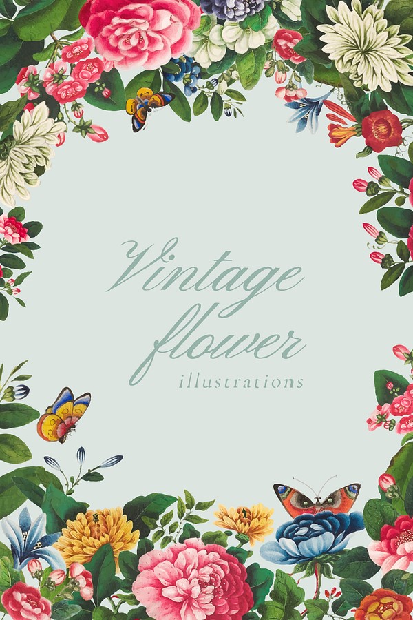 Vintage mixed Chinese flower frame | Premium Vector - rawpixel