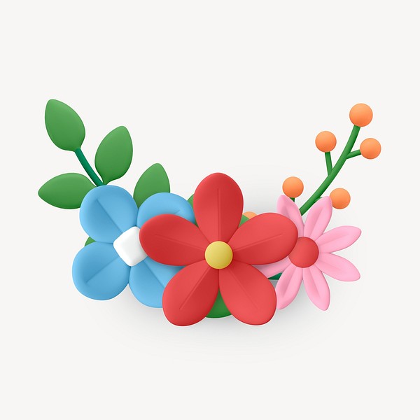 Colorful flower border clipart, 3D | Free Photo Illustration - rawpixel