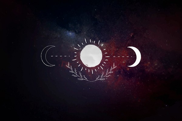 Moon and the sun on a galaxy | Premium Vector - rawpixel