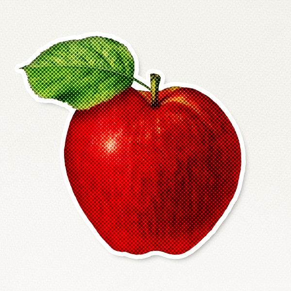 Red apple sticker illustration Premium PSD rawpixel