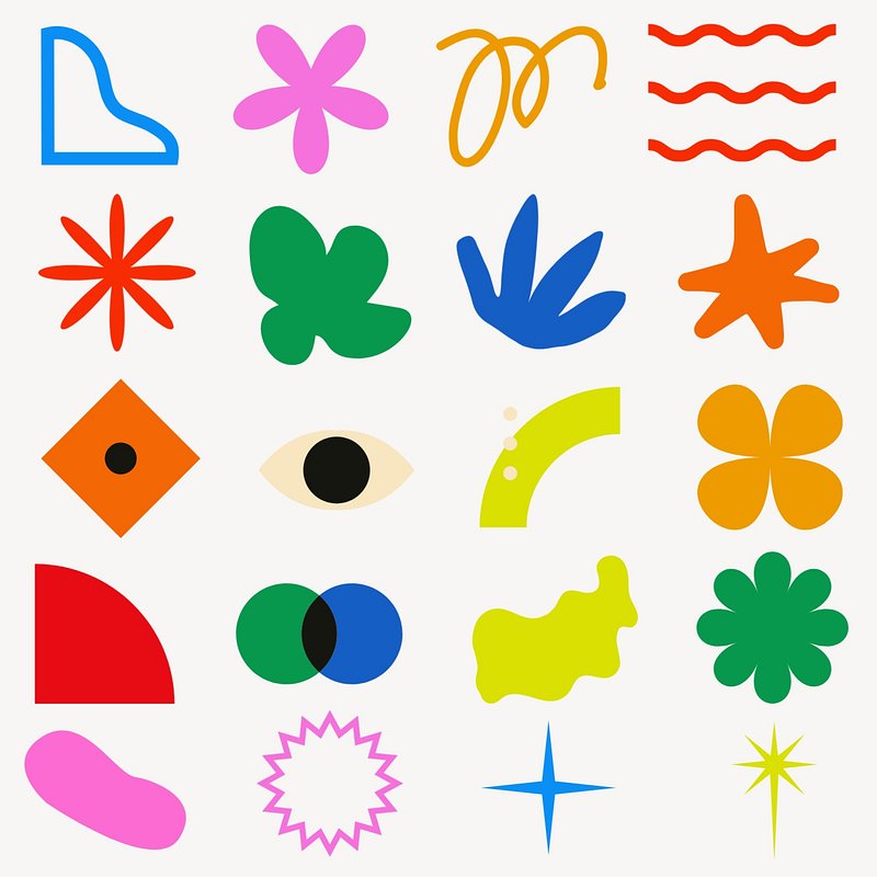 Editable abstract shape design element set