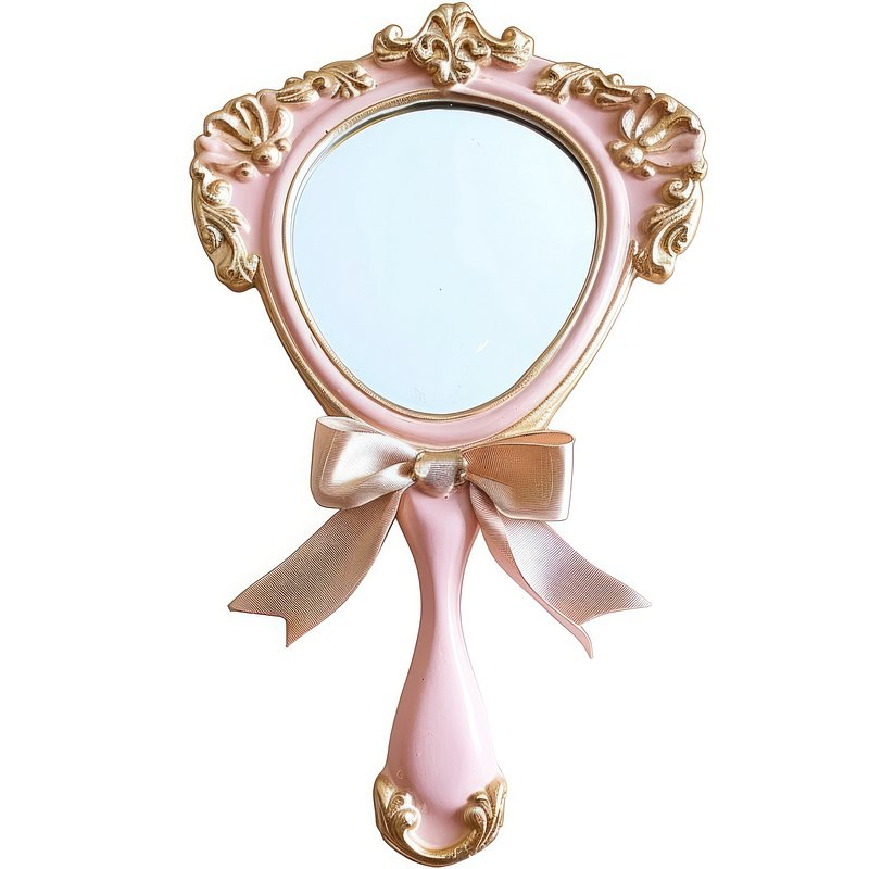 Vintage ornate handheld mirror ribbon | Premium PNG - rawpixel