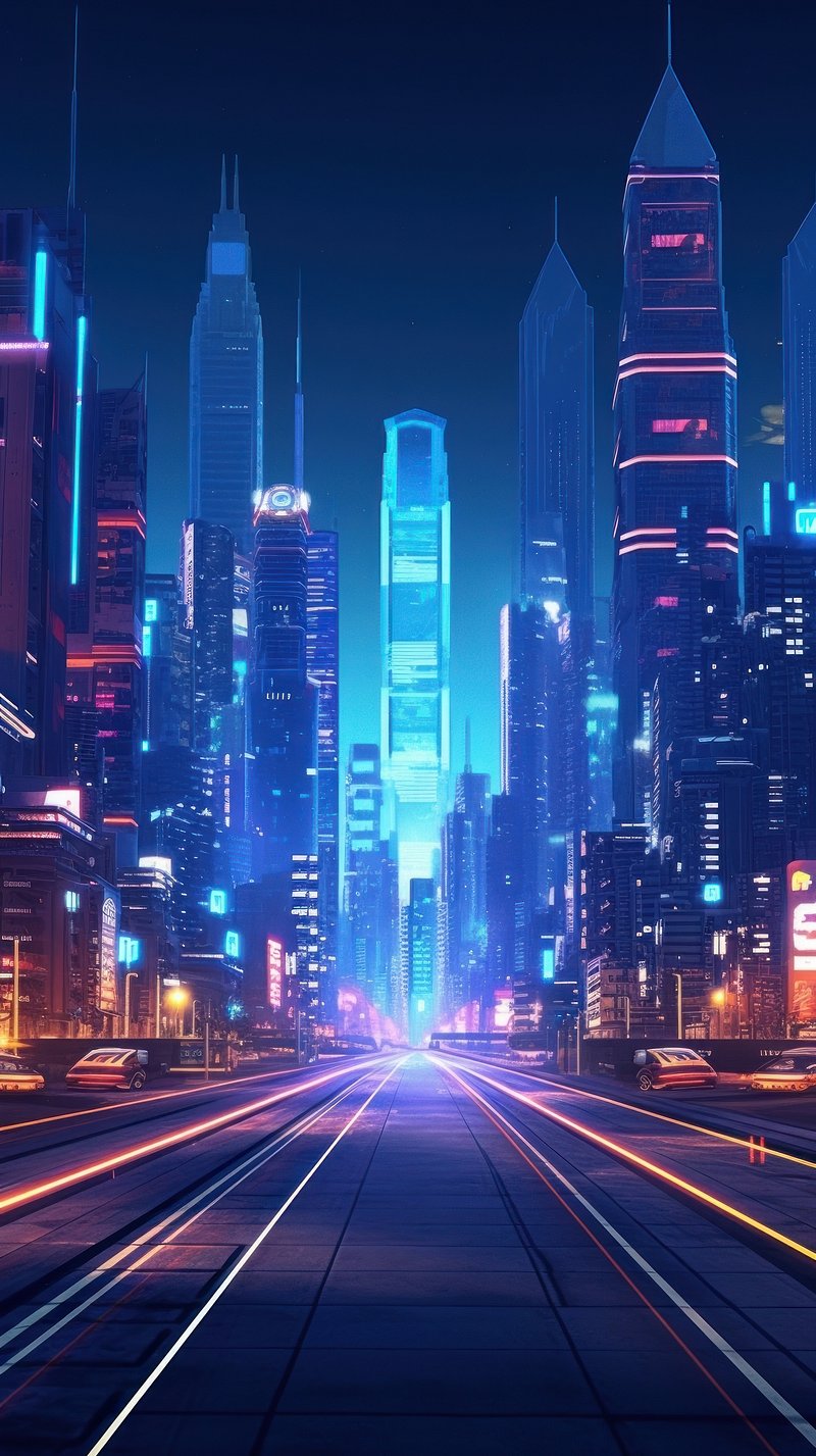 Premium Photo  Skyline of cyberpunk red neon city at night Giant