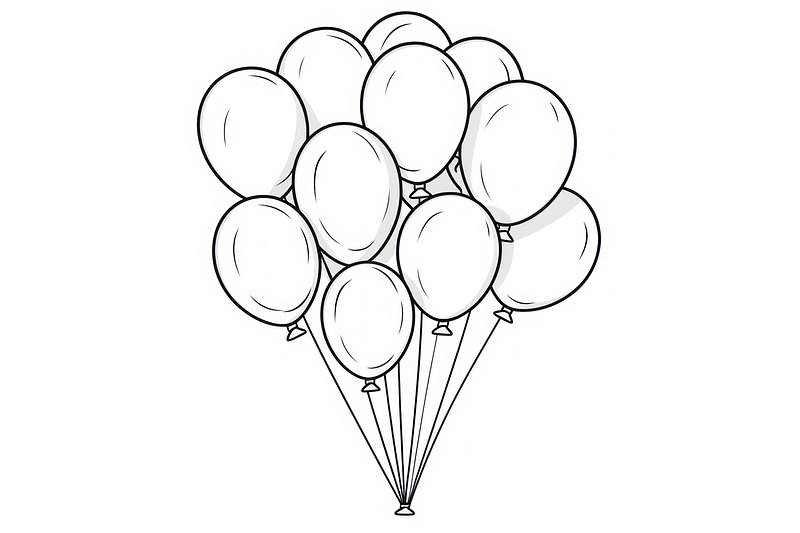 Drawing Bunch of air balloons, group of ball in human hand - Stock Image -  Everypixel