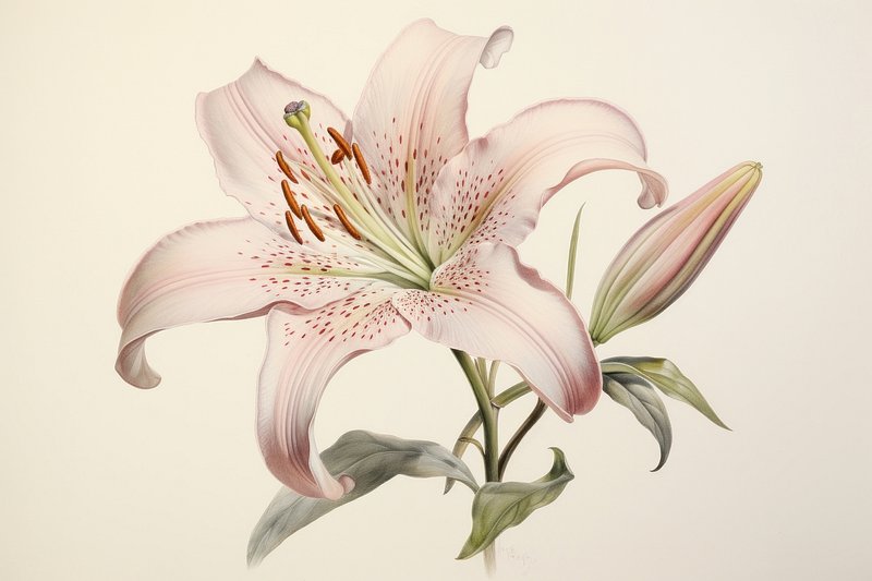 Free: Realistic hand drawn lily flower - nohat.cc
