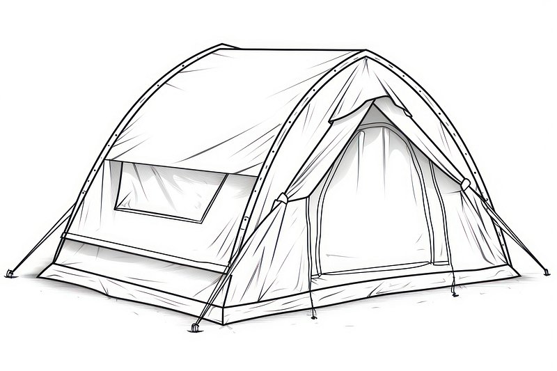 Camping tent equipment sketch style design Vector Image