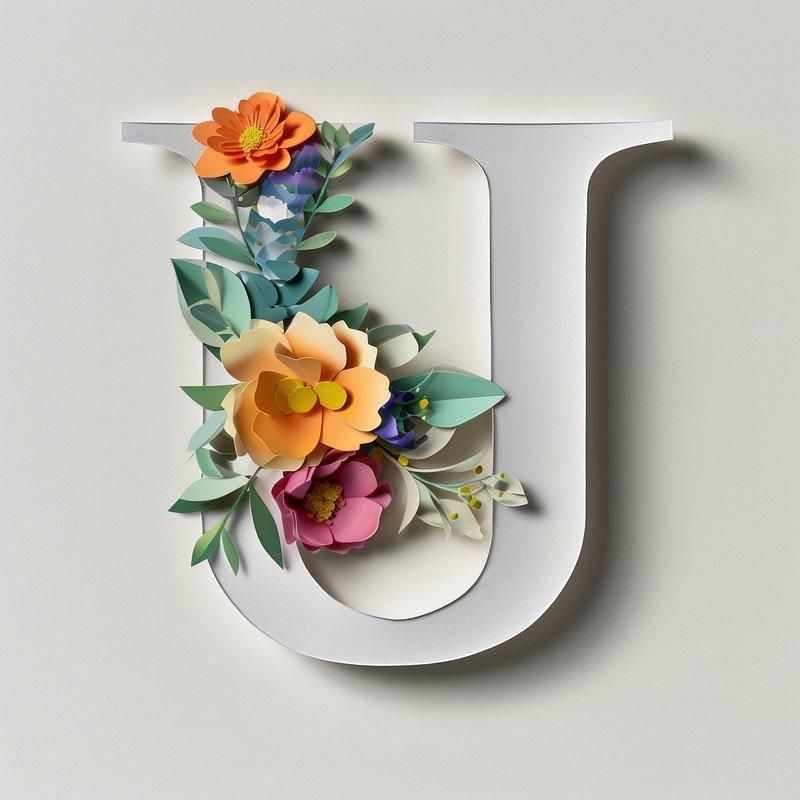 Letter u floral design Royalty Free Vector Image