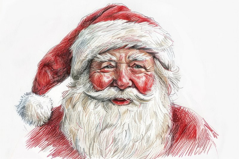 Realistic Drawing of Santa Clause in a UFO · Creative Fabrica