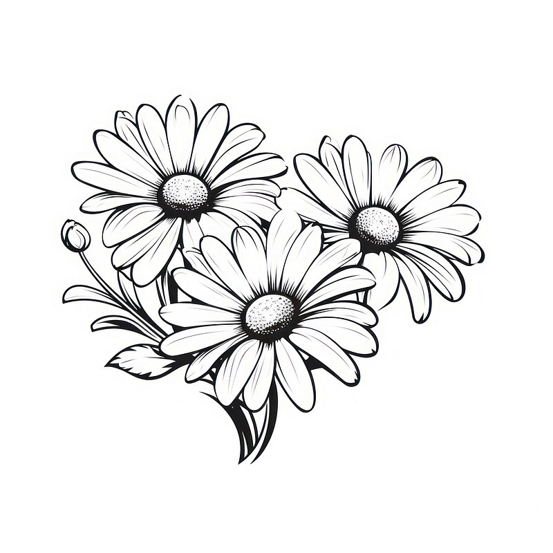 Flower Stencil, Common Daisy, Tattoo, Plant, Leaf, Oxeye Daisy,  Paardebloem, Daisy Family png | Klipartz
