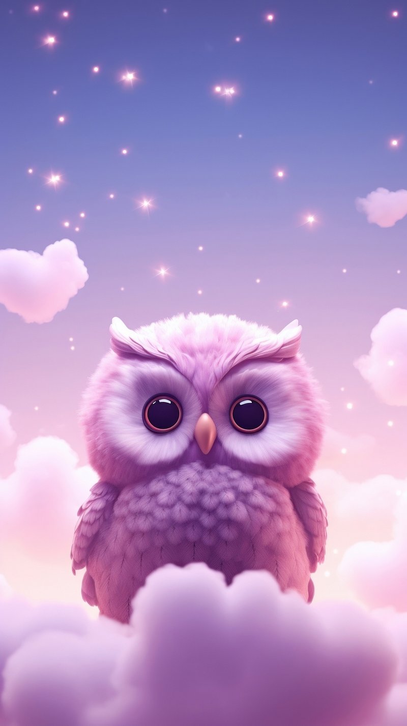 cute-owl-dreamy-wallpaper-animal-free-photo-illustration-rawpixel