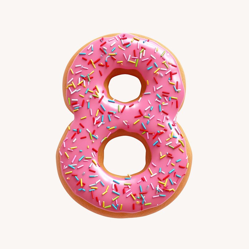 Number 8, 3D pink donut | Free Photo Illustration - rawpixel