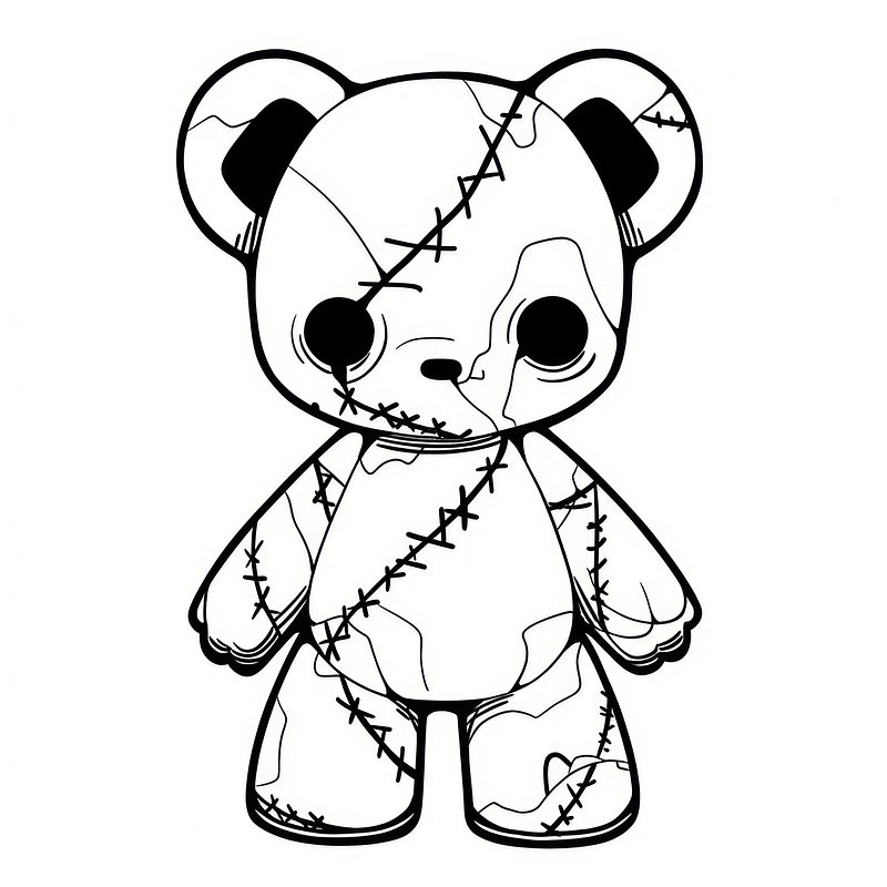How to Draw a Christmas Teddy Bear Tutorial and Coloring Page