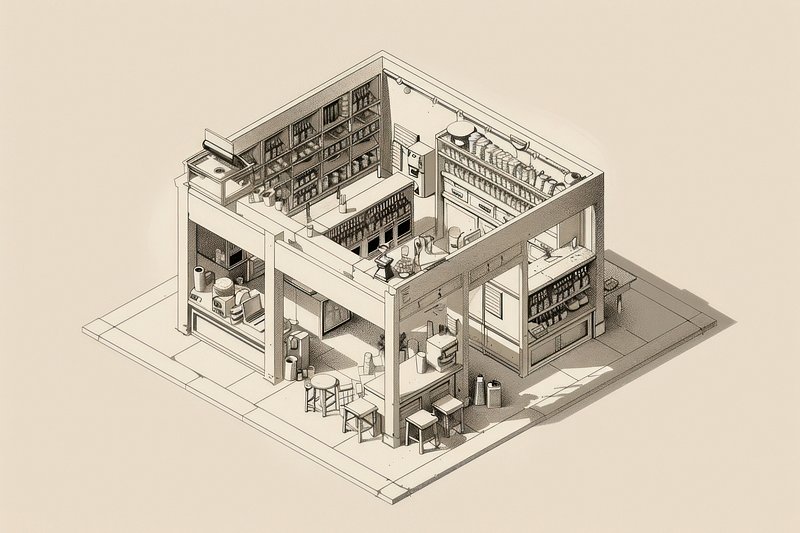 Coffee cafe diagram architecture furniture. | Free Photo Illustration ...