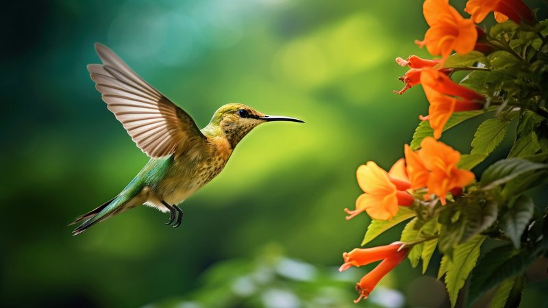 Bird hummingbird animal flower