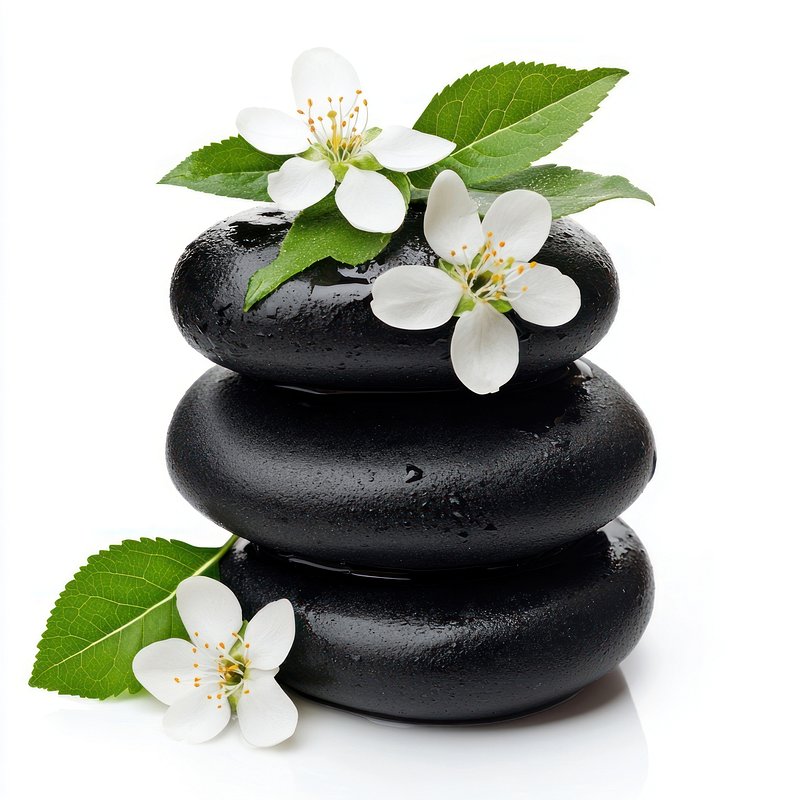 Flowers concept stones white.