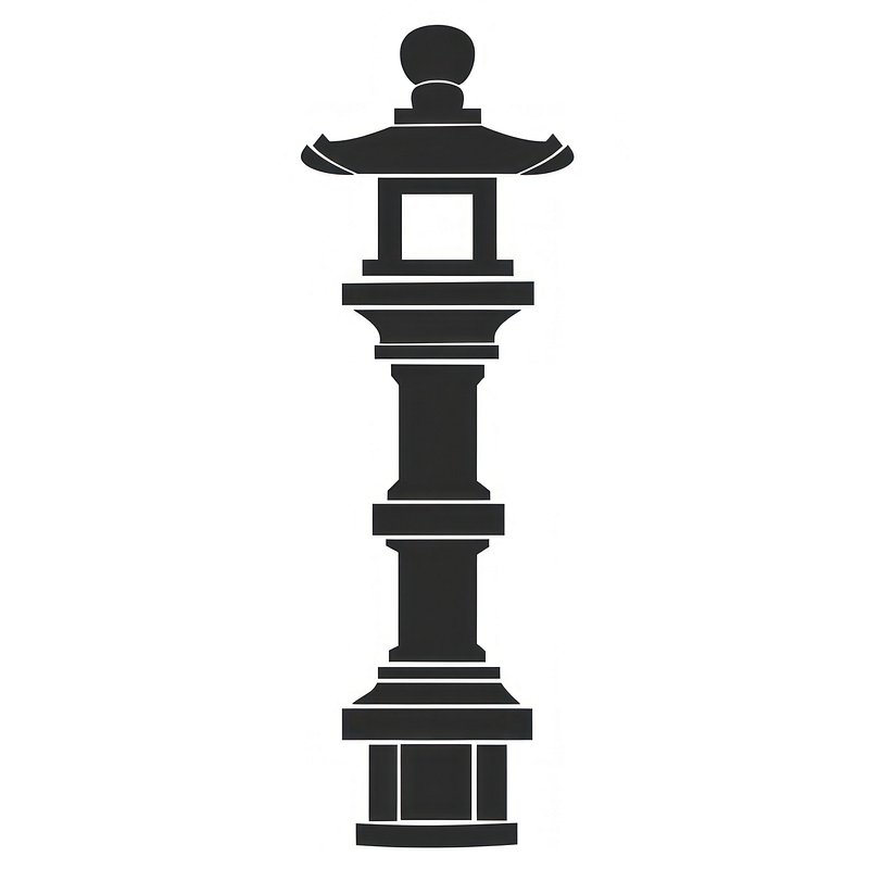 Thick Chinese pillar silhouette architectural traditional.