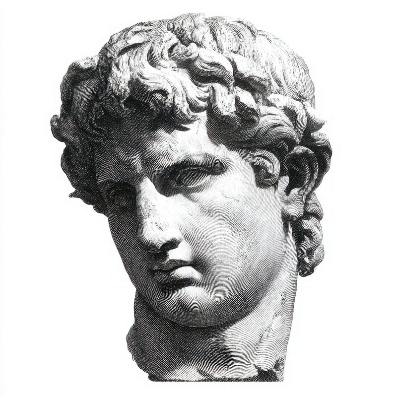 Antique statue head of greek sculpture classical art photography.