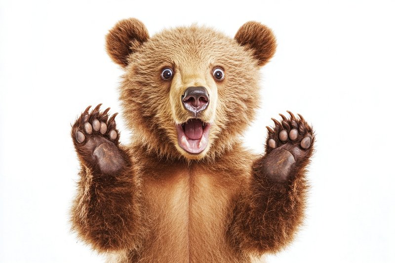 Surprised Bear isolated bear wildlife animal.