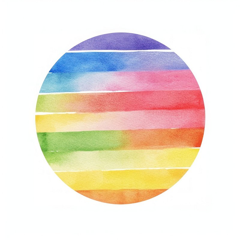 Pastel watercolor flat circle art colorful abstract.