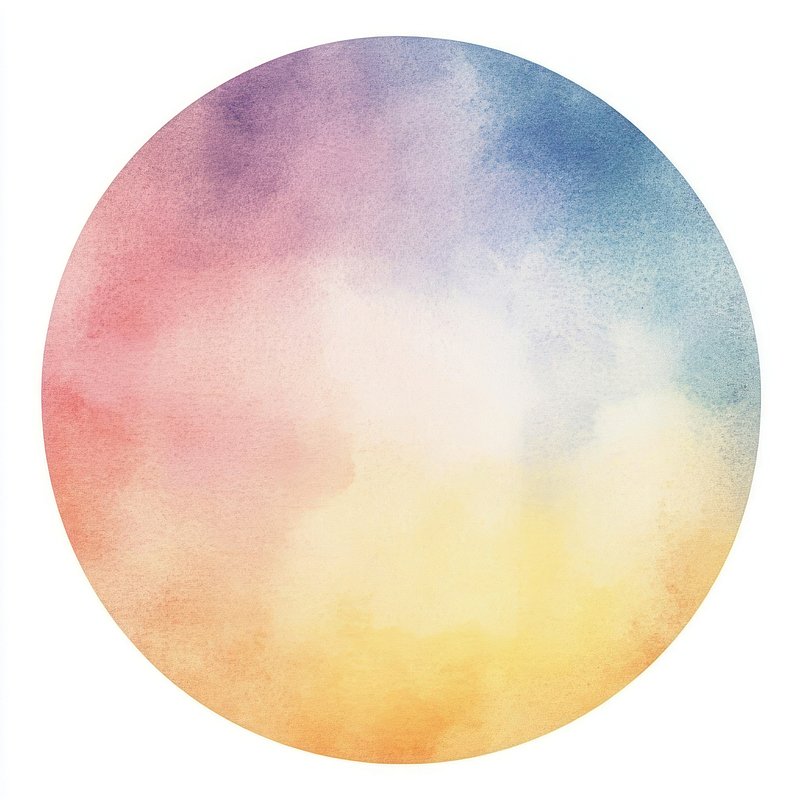 Pastel watercolor flat circle background art illustration.
