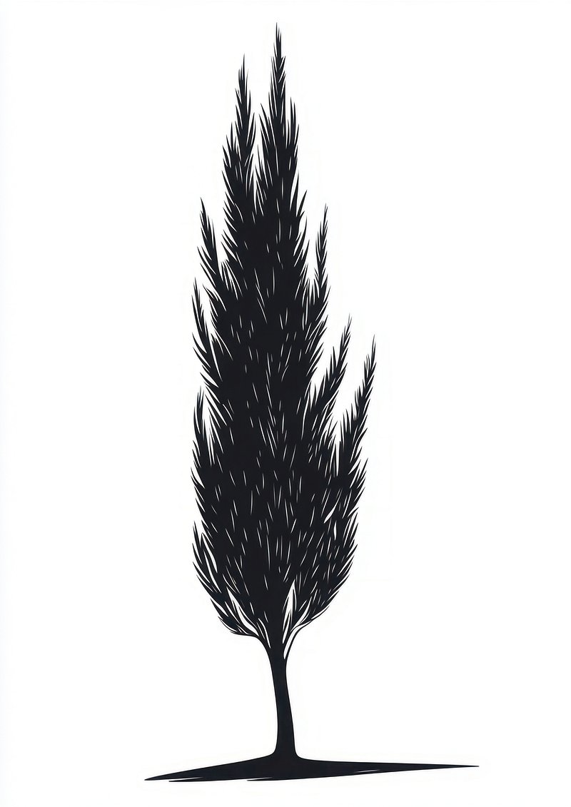 Cypress Tree silhouette tree illustration.