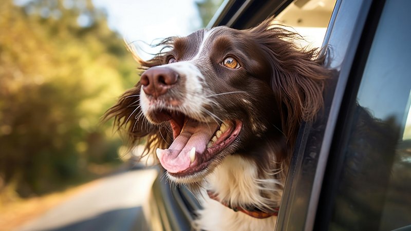 Dog car vehicle mammal. 