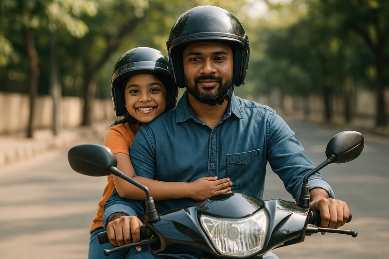 Father daughter scooter ride