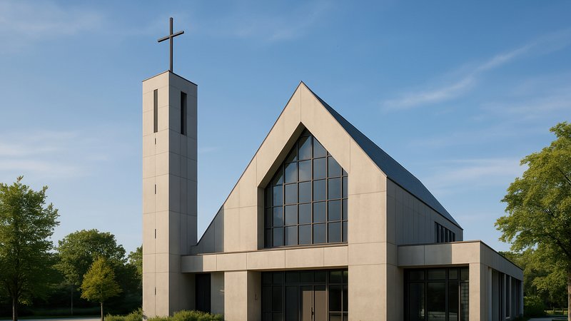 Modern church architecture serenity