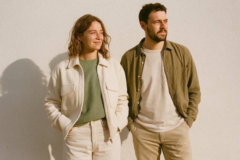 Casual couple outdoor portrait
