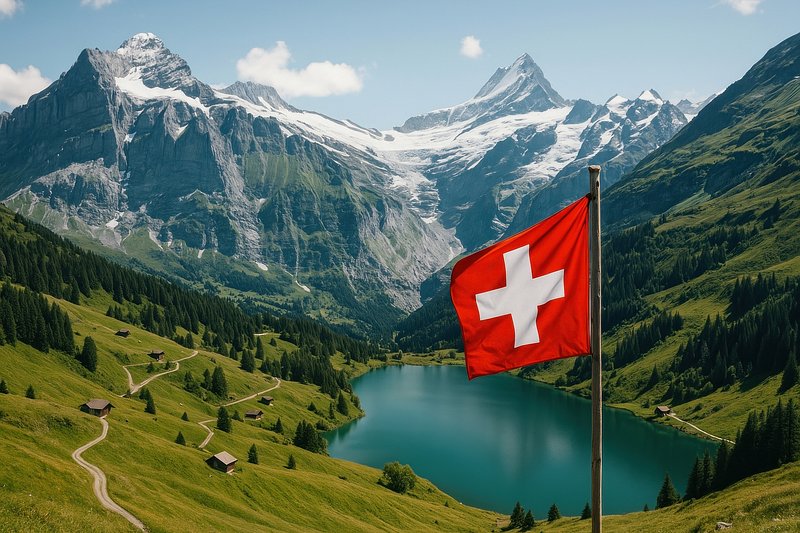 Majestic Swiss alpine landscape.