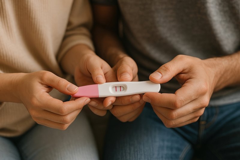 Positive pregnancy test result joy