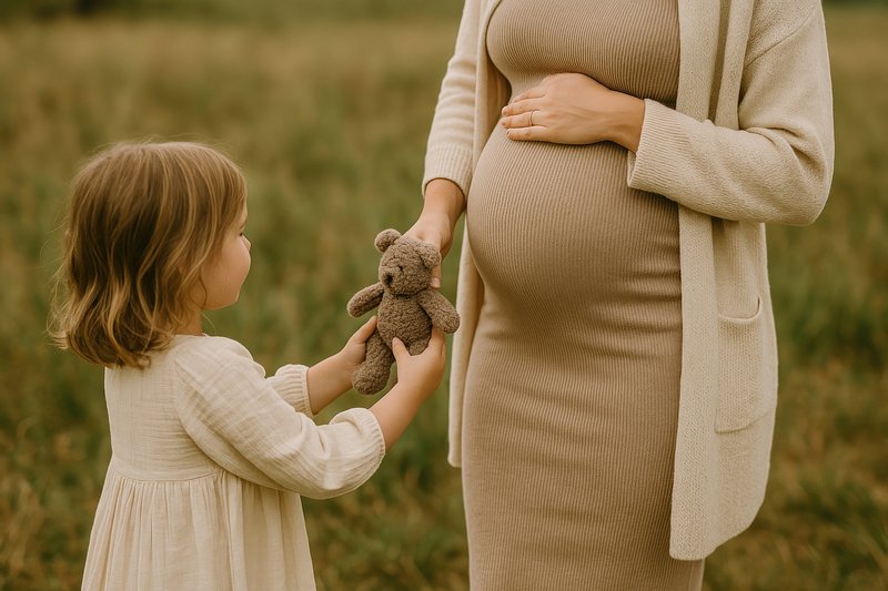 Pregnancy, family, love, connection, anticipation.