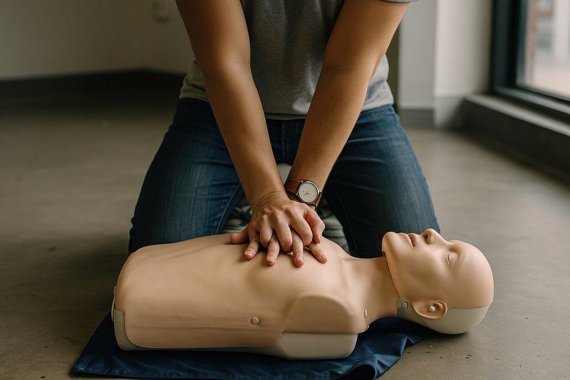 CPR training mannequin practice