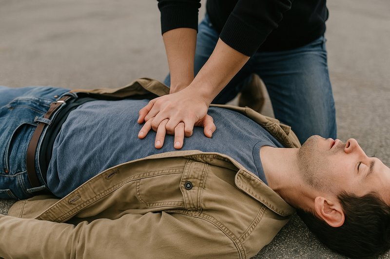 Emergency CPR lifesaving technique demonstration.