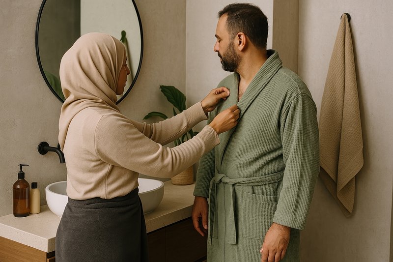 Morning routine with couple together.