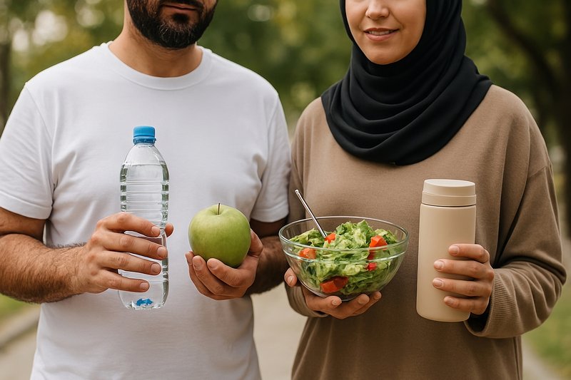 Healthy lifestyle choices outdoors.