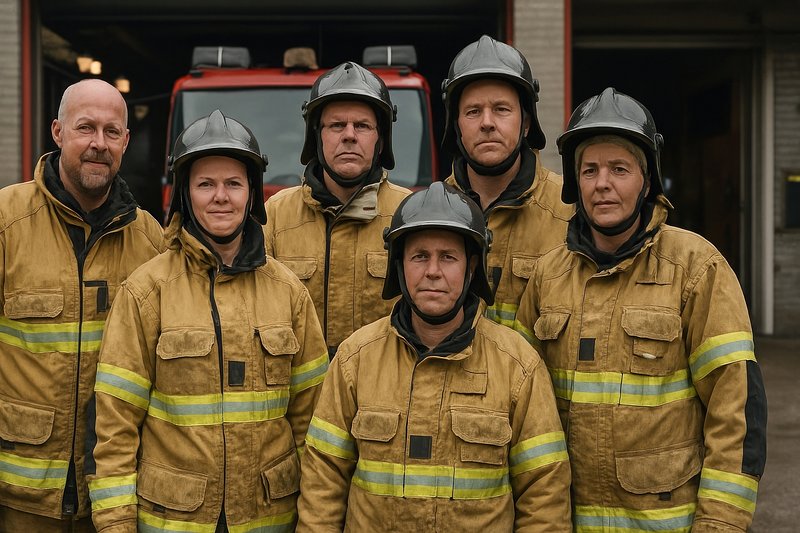 Brave firefighters team unity