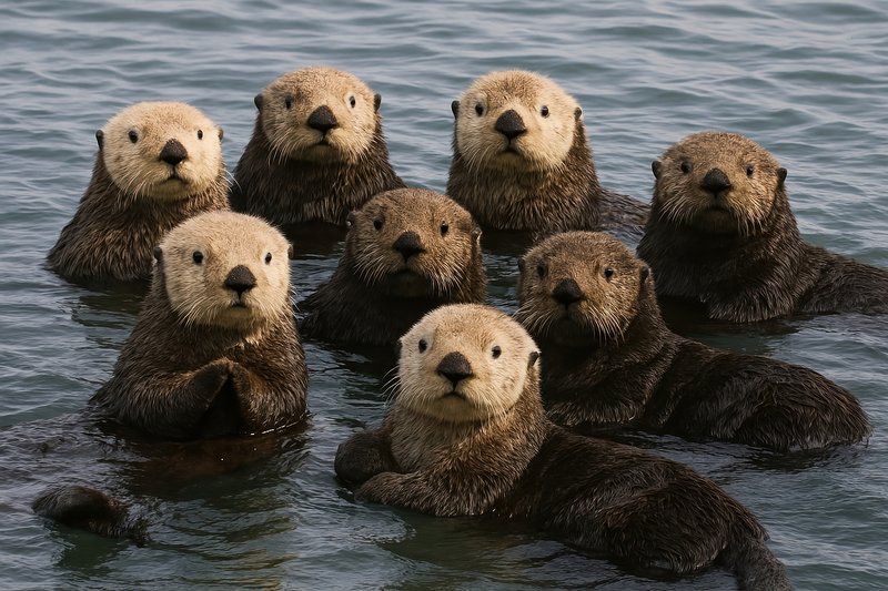 Playful otters in water