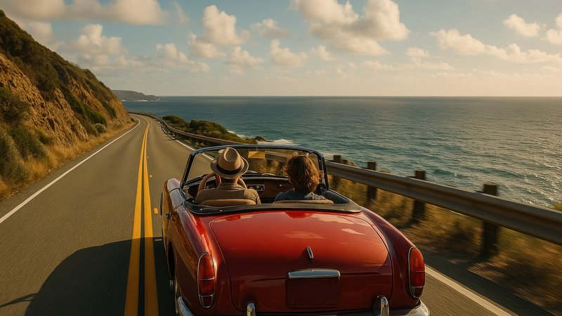 Scenic coastal convertible road trip