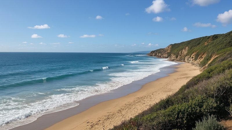 Serene coastal landscape view