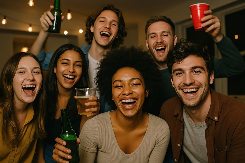 Joyful friends celebrating together.