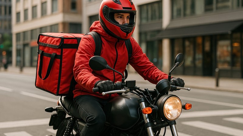 Urban delivery motorcycle rider