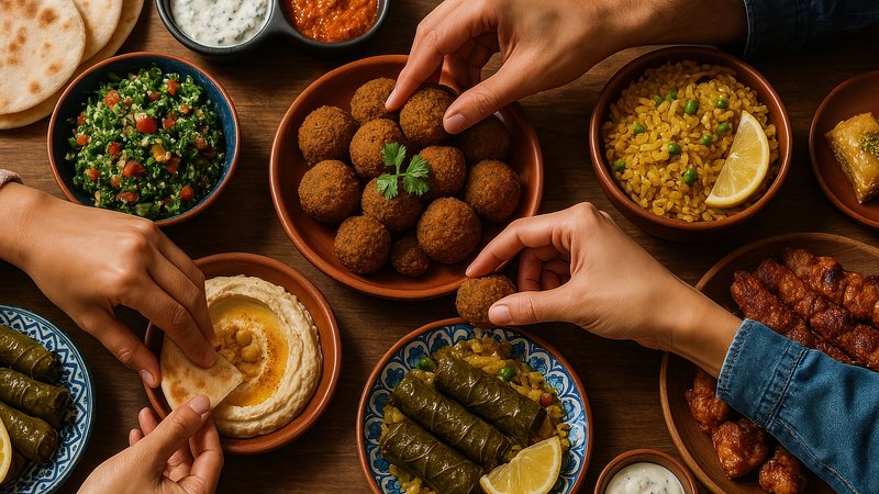 Middle Eastern feast shared together
