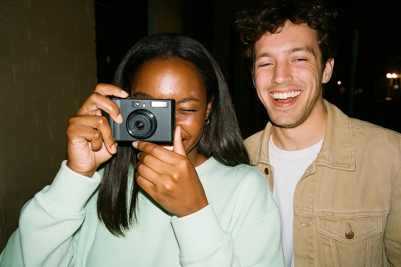 Joyful friends capturing memories.